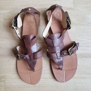 Boutique 9 Sandals Size 8 M Buckle Ankle Strappy Gladiator Brown Genuine Leather